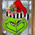 Grinch Christmas Wooden Wreath Front Door Welcome Sign Home Decorations