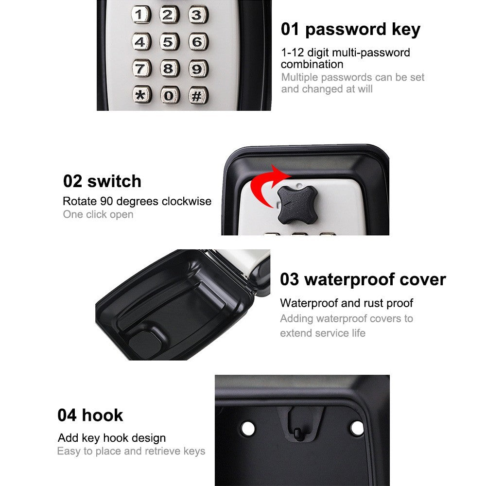 Key Lock Box with Push Button Wall Mounted Spare Key Storage Box Portable Box