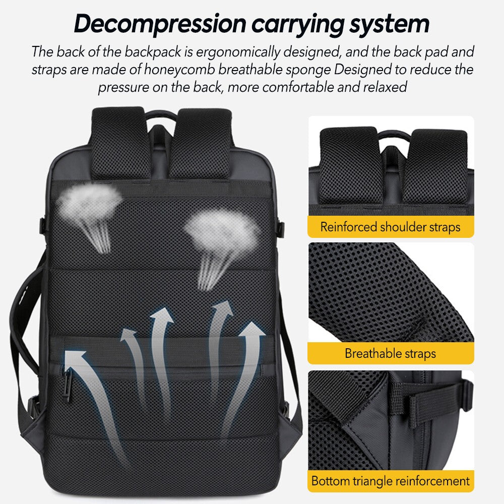 18 Inch 50L Large Rucksack, Expandable Laptop Backpack USB Port  Travel School