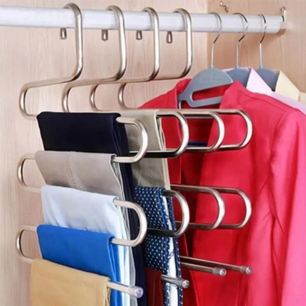 3PCS Space Saver Clothes Trouser Hanger Multi Layer Storage Closet Organizer