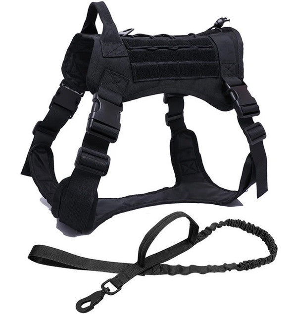 No Pull Tactical Dog Harness and Lead Set Military Training Vest w/ Handle