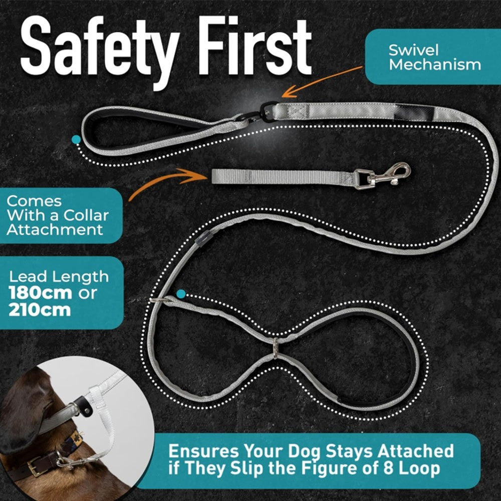 Pet Swivel Flat Figure of 8 Lead  Anti Pulling Dog Lead Leash - 200cm UK