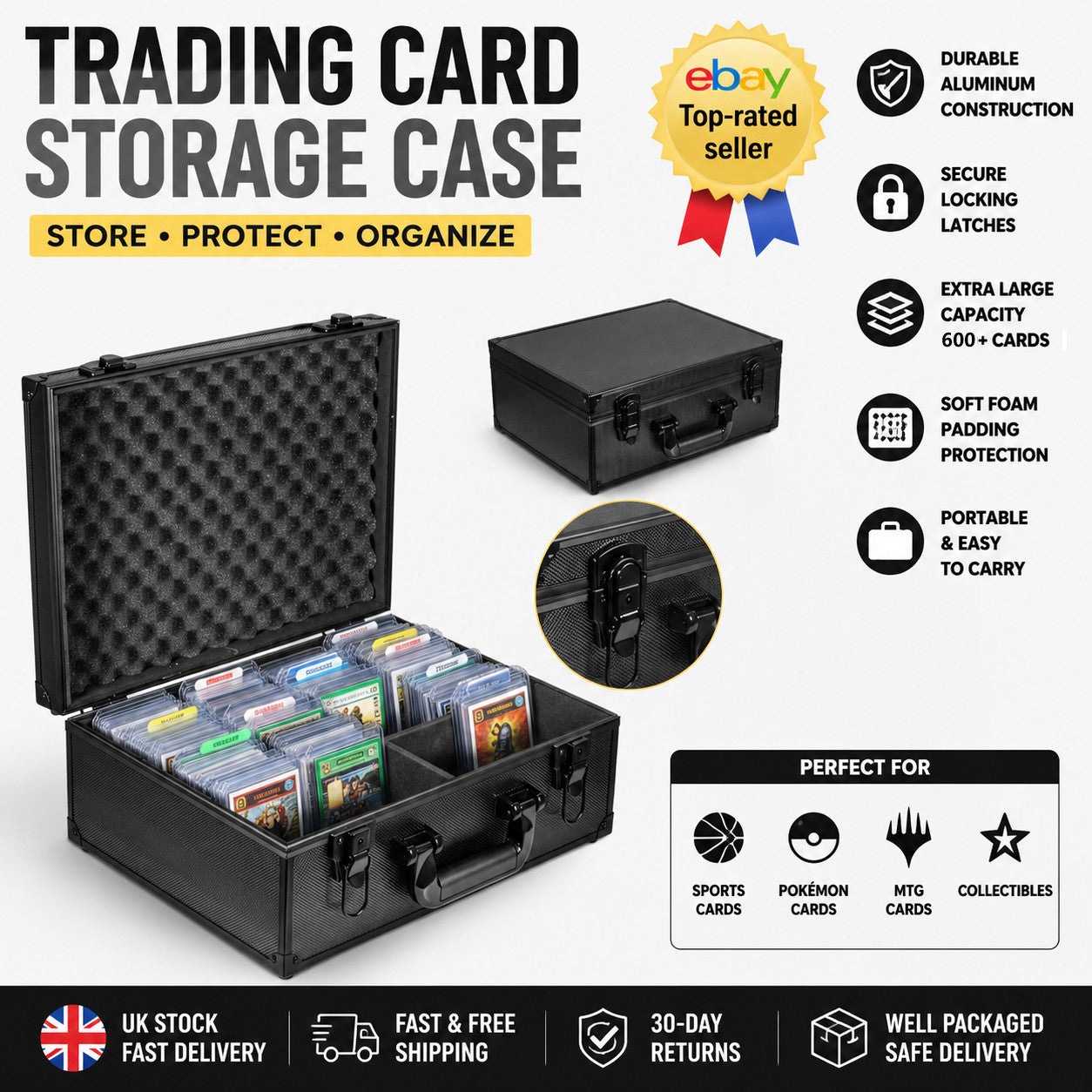 Graded Card Storage Box Portable Card Holder for Slabs Sports MTG Trading Cards