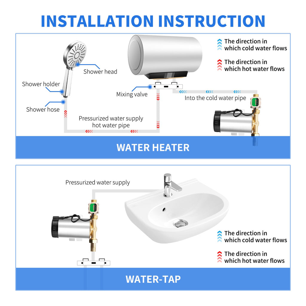 100W Water Pressure Booster Pump Auto Boost Shower Washing Garden 220V UK