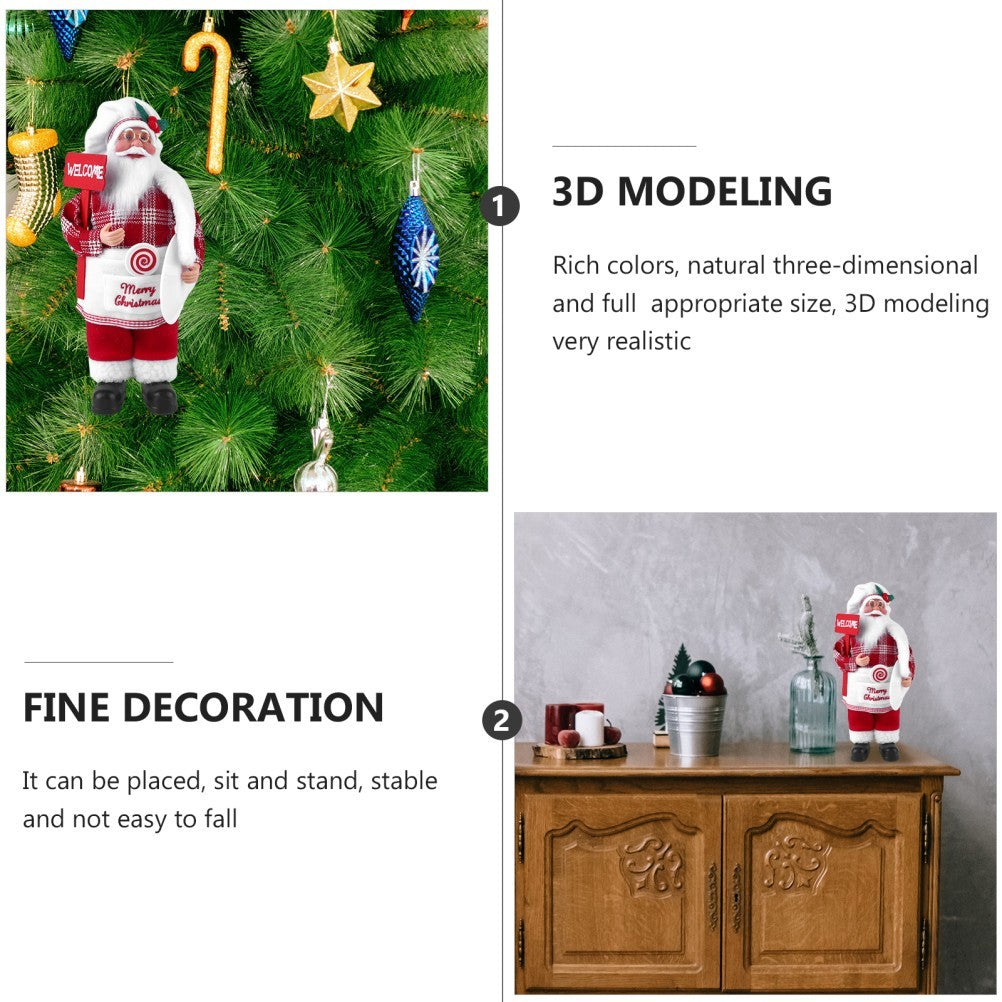 Christmas Santa Fabric Doll Decor Red Xmas Desktop Ornament for Party Decoration