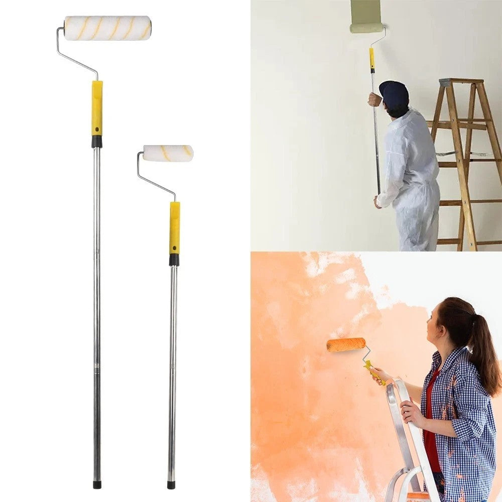 Paint Roller Set with Extension Pole Tray Brush and Roller Sleeves Wall Ceiling