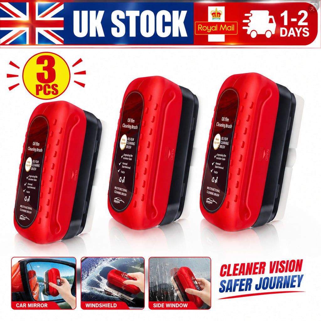 3xCar Glass Cleaning Brush Oil Film Remover Windshield Cleaner Wipe Tool Window