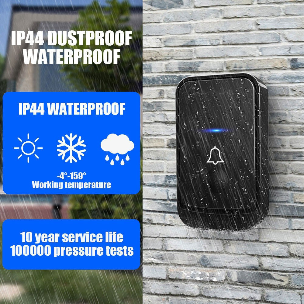 Wireless Door Bell Doorbell LED Flash Waterproof 500M Wall Plug In Loud Chime UK