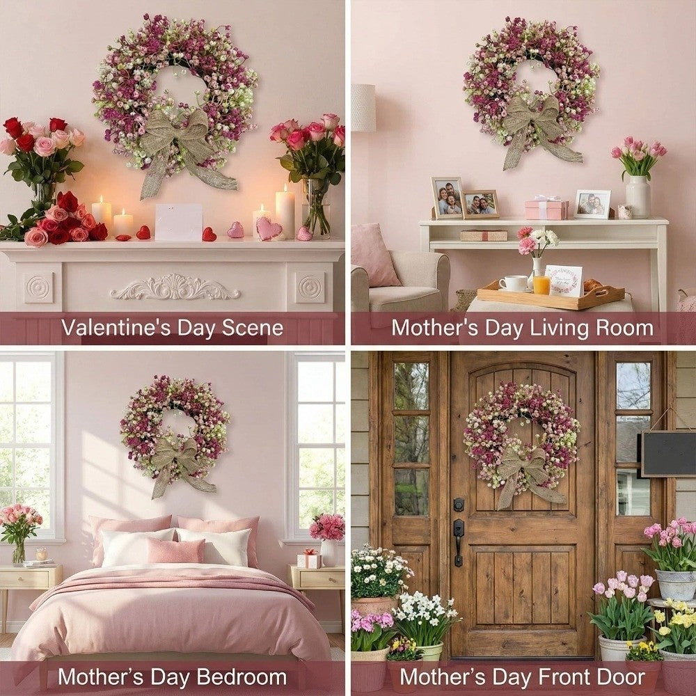 Colorful Eucalyptus Wreath Round Artificial Flower Wreath Door Hanging Wreath