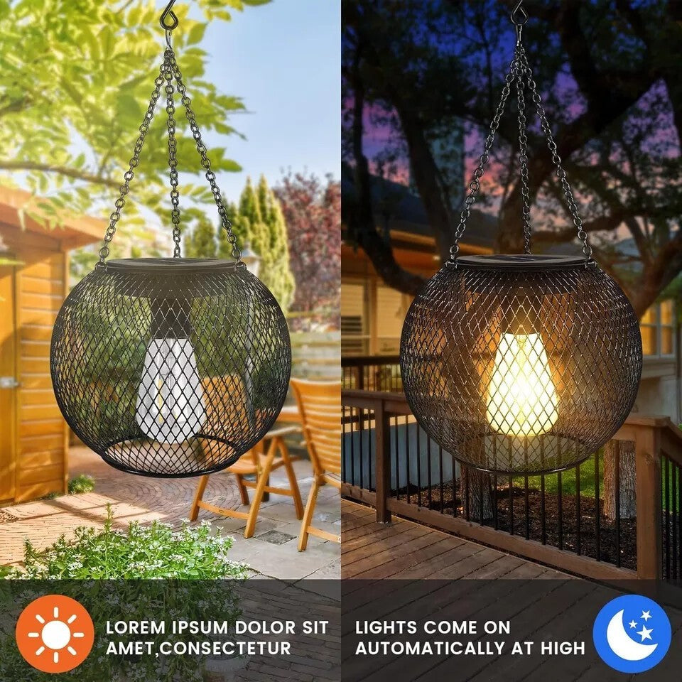 2x Solar Powered LED Hanging Lantern Lights Waterproof Outdoor Garden Lawn Lamp