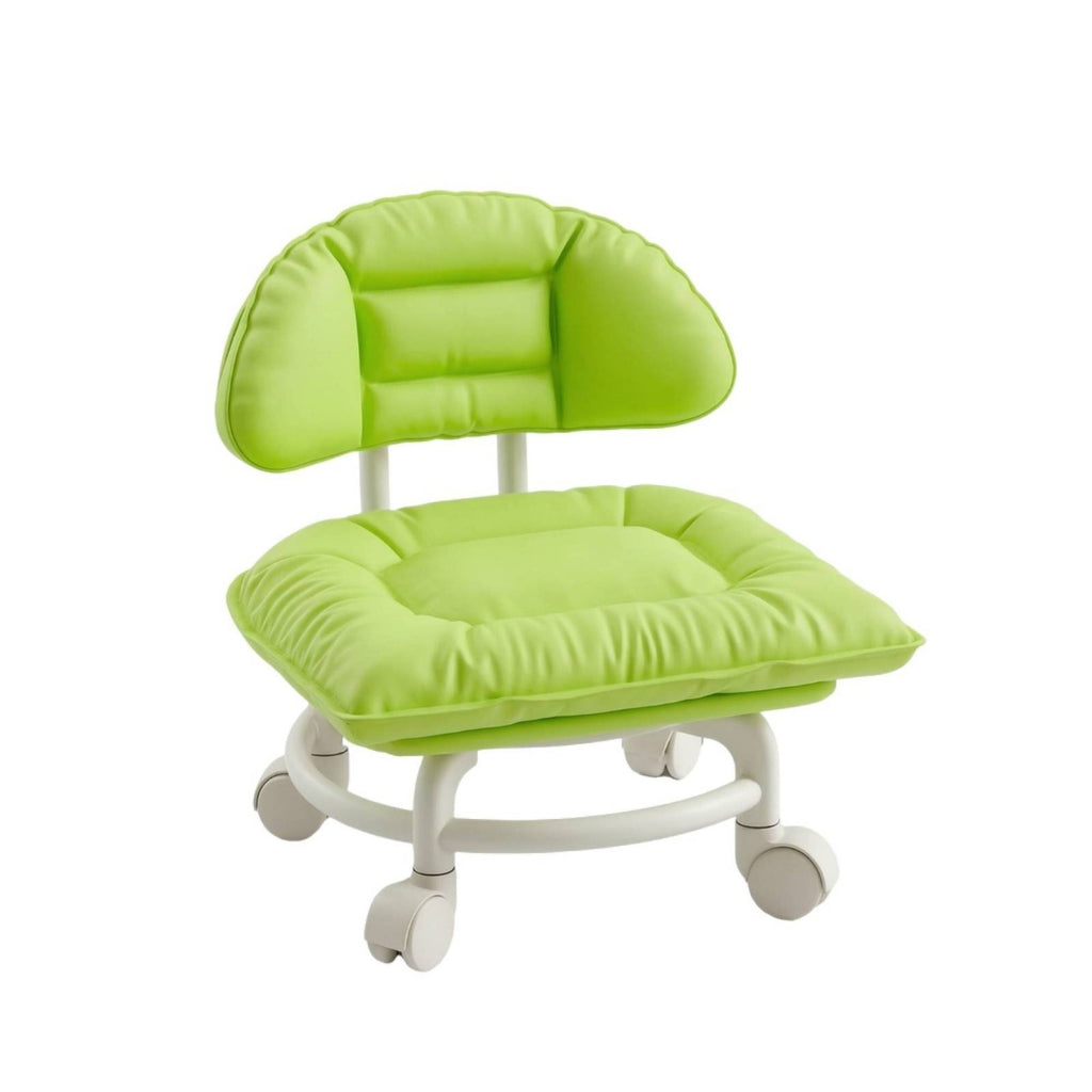 Rolling Stool with Backrest Low-Height Mobile Chair with Cushion Comfortable