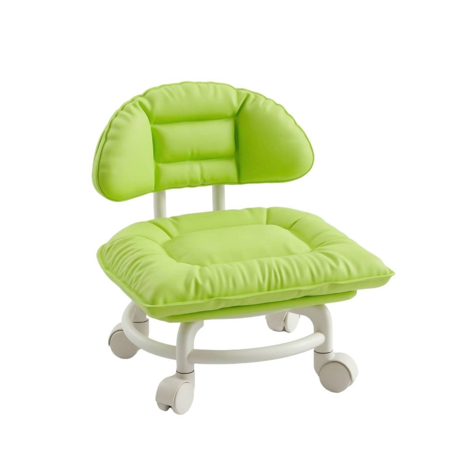 Rolling Stool with Backrest Low-Height Mobile Chair with Cushion Comfortable