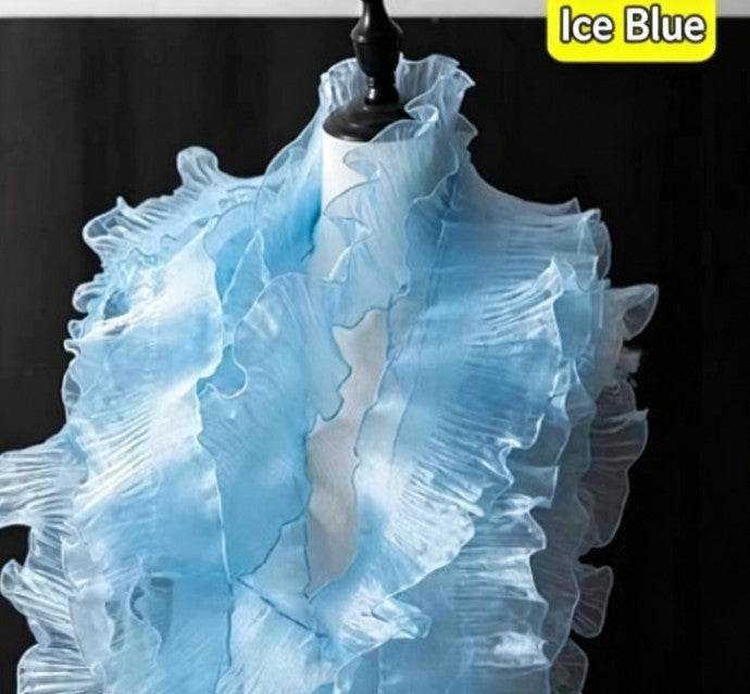 3 M Tulle Fabric Ruffle Pleated Trim Material for Wedding Dress Decor DIY