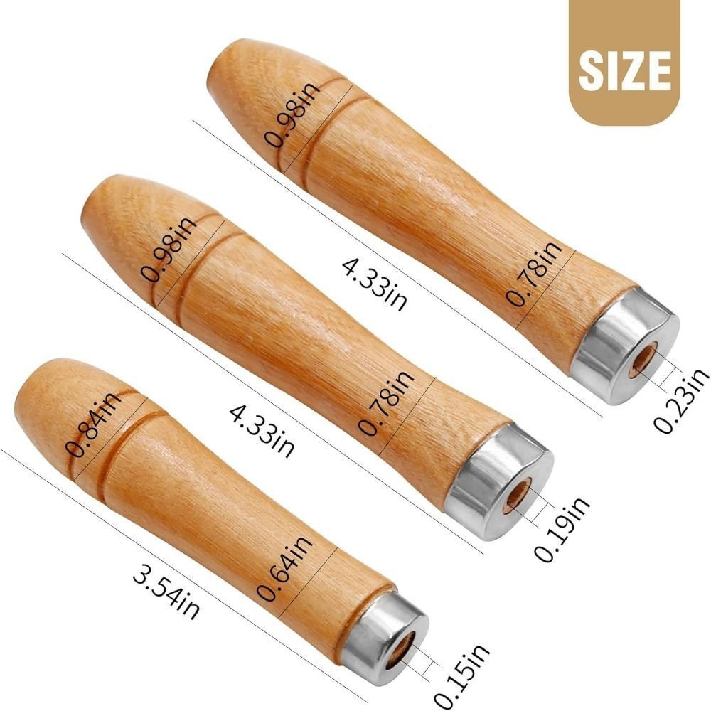 15pcs Cylindrical Small Wooden Handle File Handle  Screwdriver Hand Drill