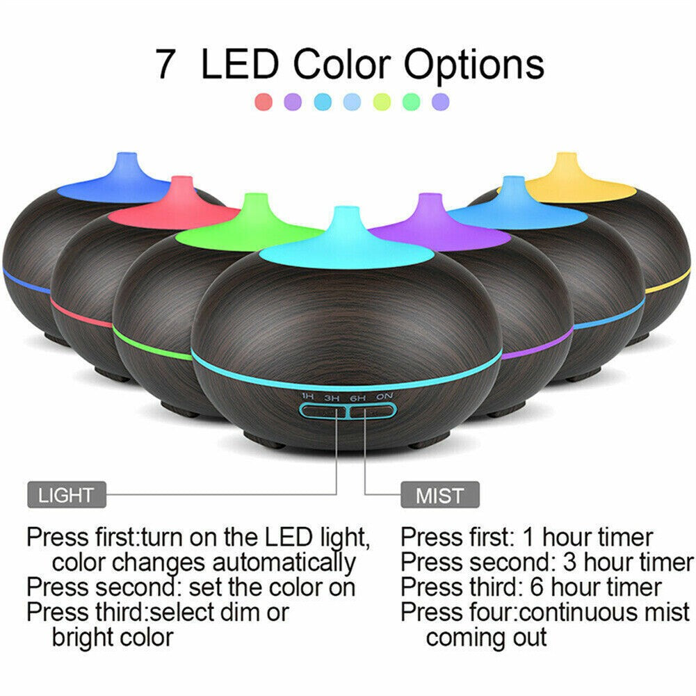 Essential Oil Diffuser Aroma Humidifier LED Ultrasonic Aromatherapy Air Purifier