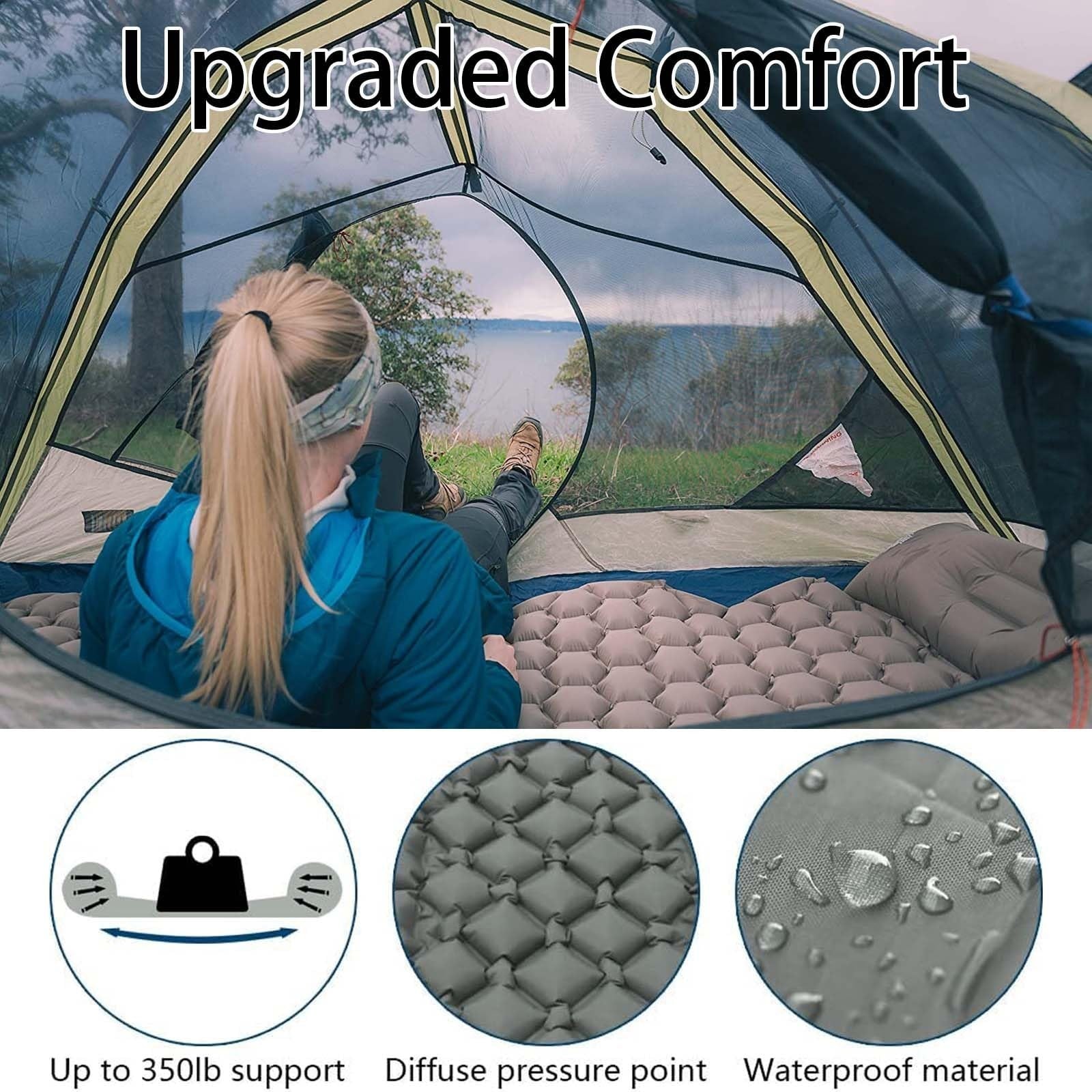 Inflatable Mat Camping Sleeping Self Inflating Air Bed Mattress built in Pump UK