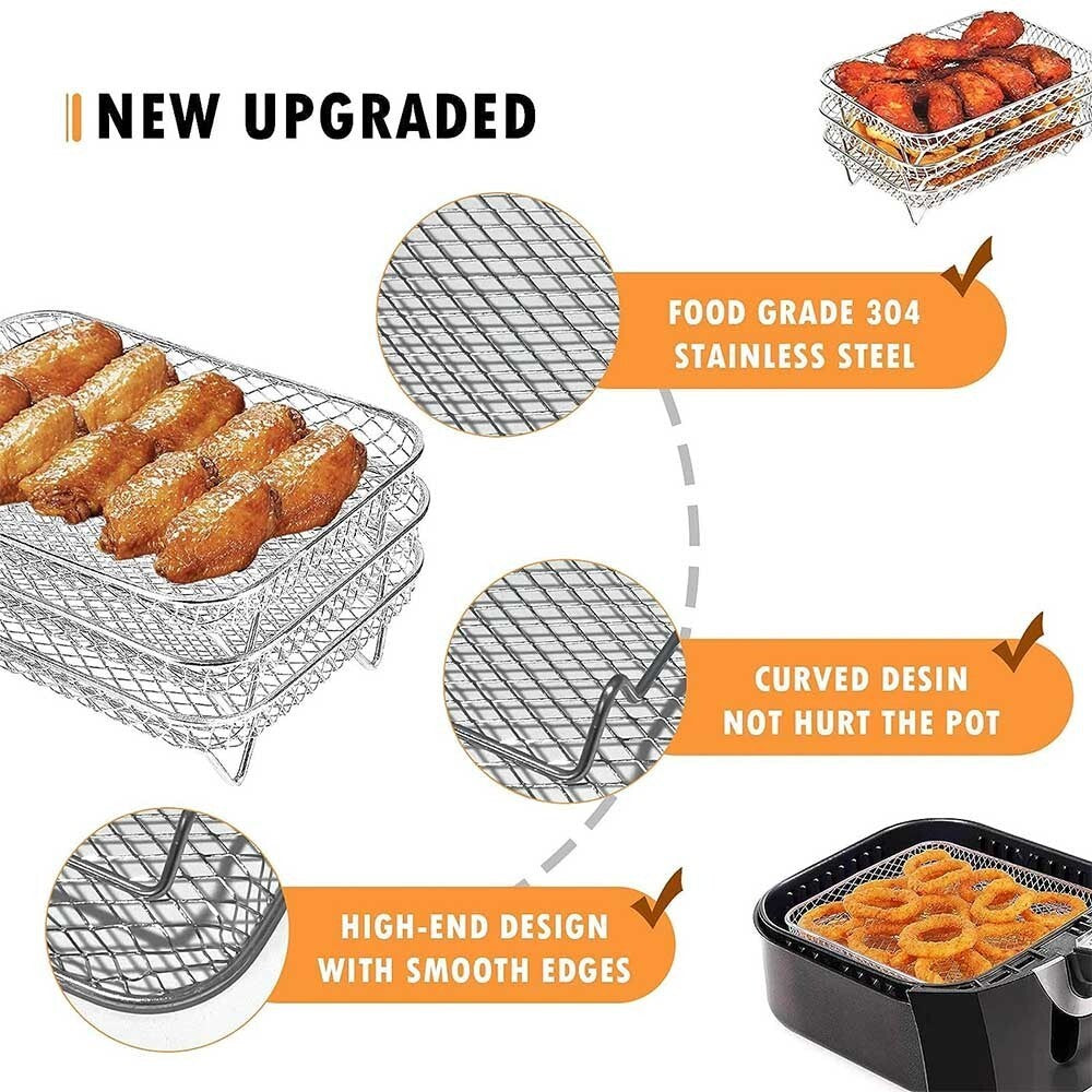 Rectangle Air Fryer Rack Accessories for Ninja Dual Air Fryer AF300UK AF400UK