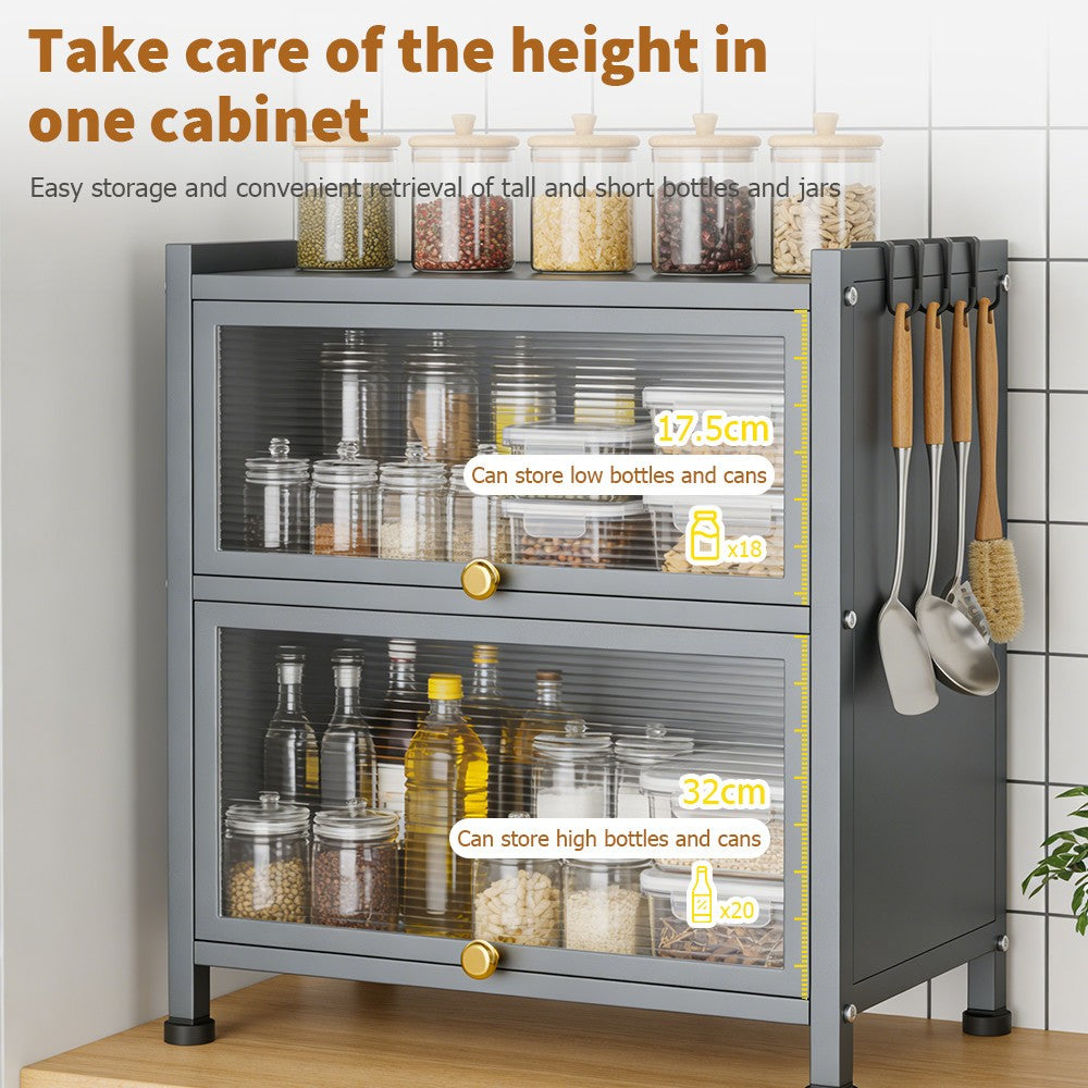 3 Tier Kitchen Storage Cabinet Larder Pantry Cupboard Microwave Stand Shelve UK