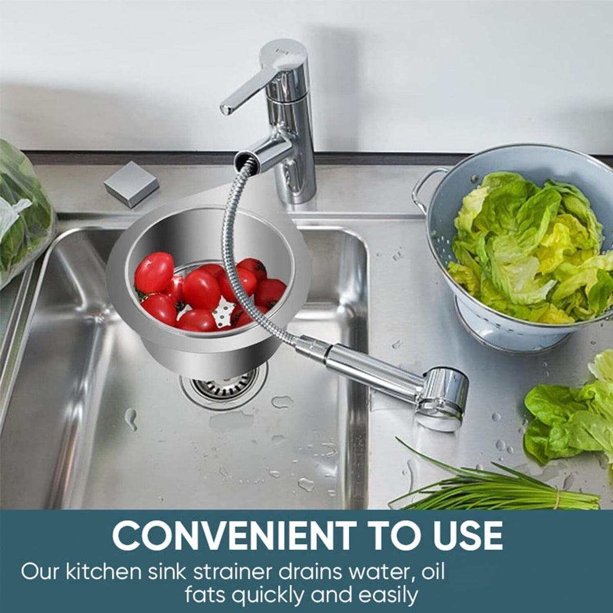 Stainless Steel Drain Basket for Kitchen Sink, Swan Sink Strainer Basket