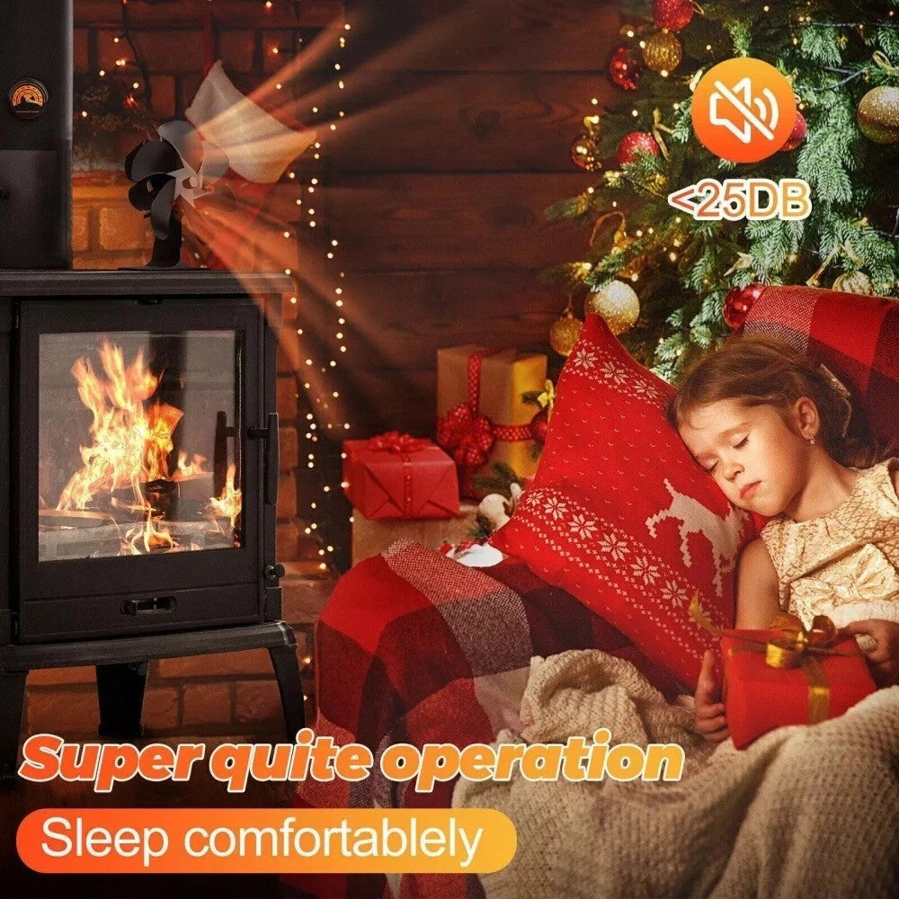 Heat Powered Stove Fan Wood/Log Burner Fan with 6 Blades for Fireplaces