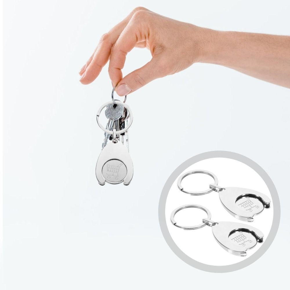 2PCS Metal Key Ring Shopping Trolley Token Keyring Coin Keychain  Supermarket