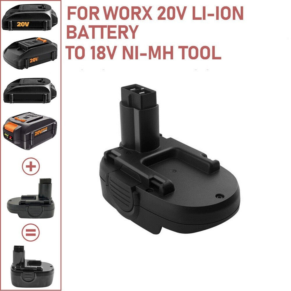 Battery Adapter for Worx 20V Li-ion Battery to 18V Ni-Mh Cordless Power Tool MU