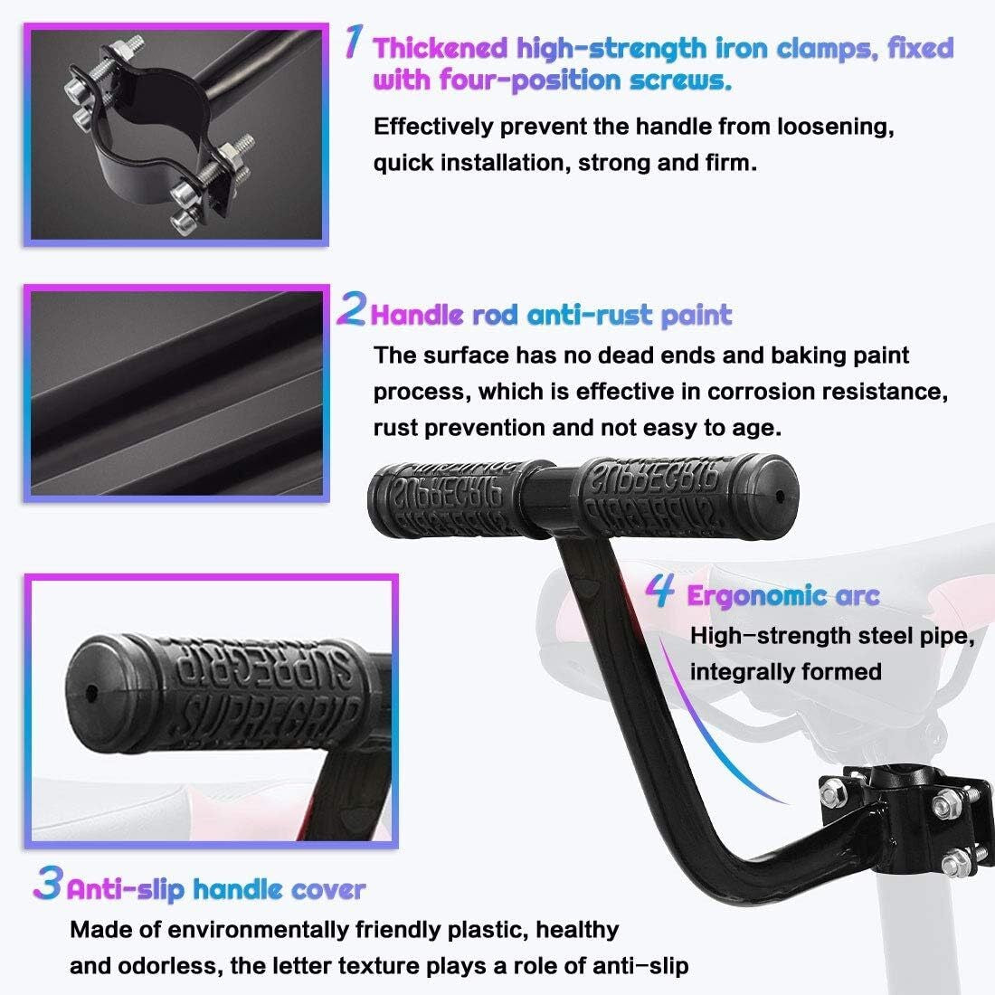 Bicycle Child Seat Kit Back Rear Seat Cushion Armrest Footrest Set Bike Back Set