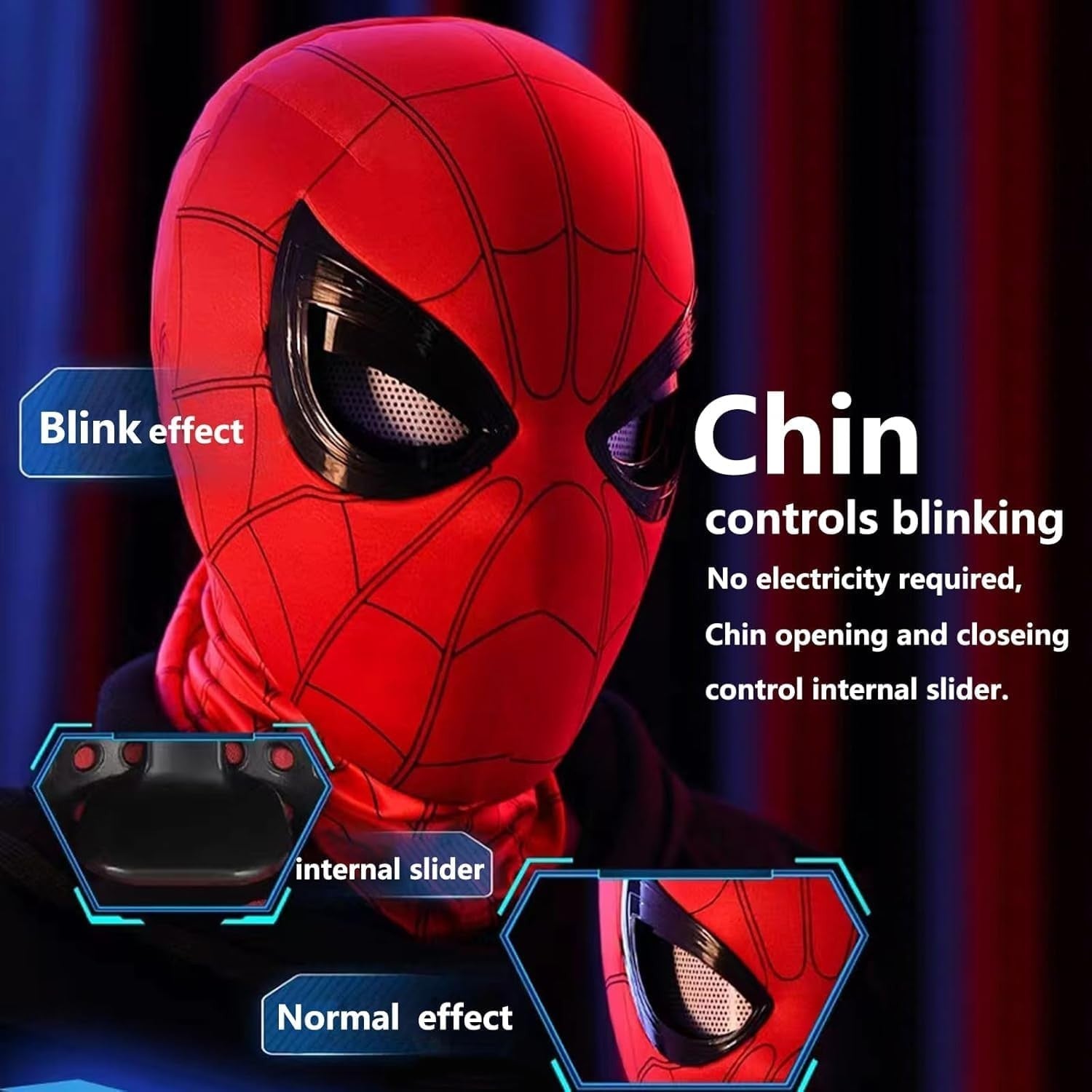 Spider-Hero Full Mask Breathable Blinkable Eyes for Halloween Christmas Cosplay