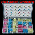 240Pcs Heat Shrink Electrical Wire Connector Crimp Butt Ring Spade Terminals Set