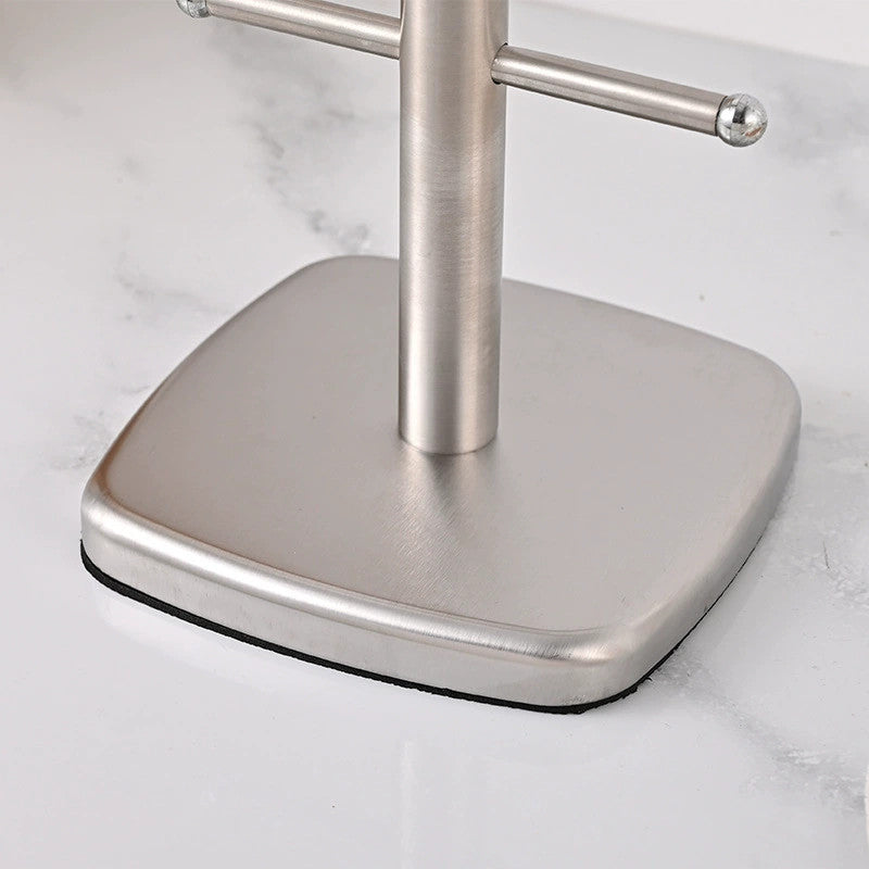 Stainless Steel Mug Tree Stand –6 Hook Coffee/Tea Cup Holder Rack for Countertop