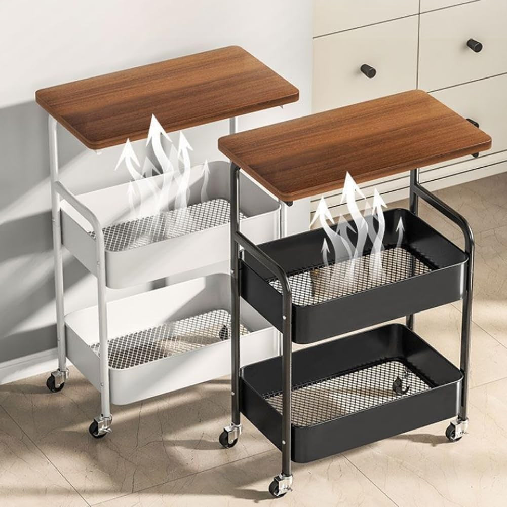 3 Tier Storage Trolley Cart Kitchen Utility Rolling Rack Tray Shelf On Wheels