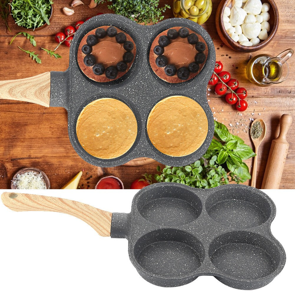 2PCS Non-Stick 4-Cup Egg Frying Pan Pancake Omelet Burger Breakfast Skillet