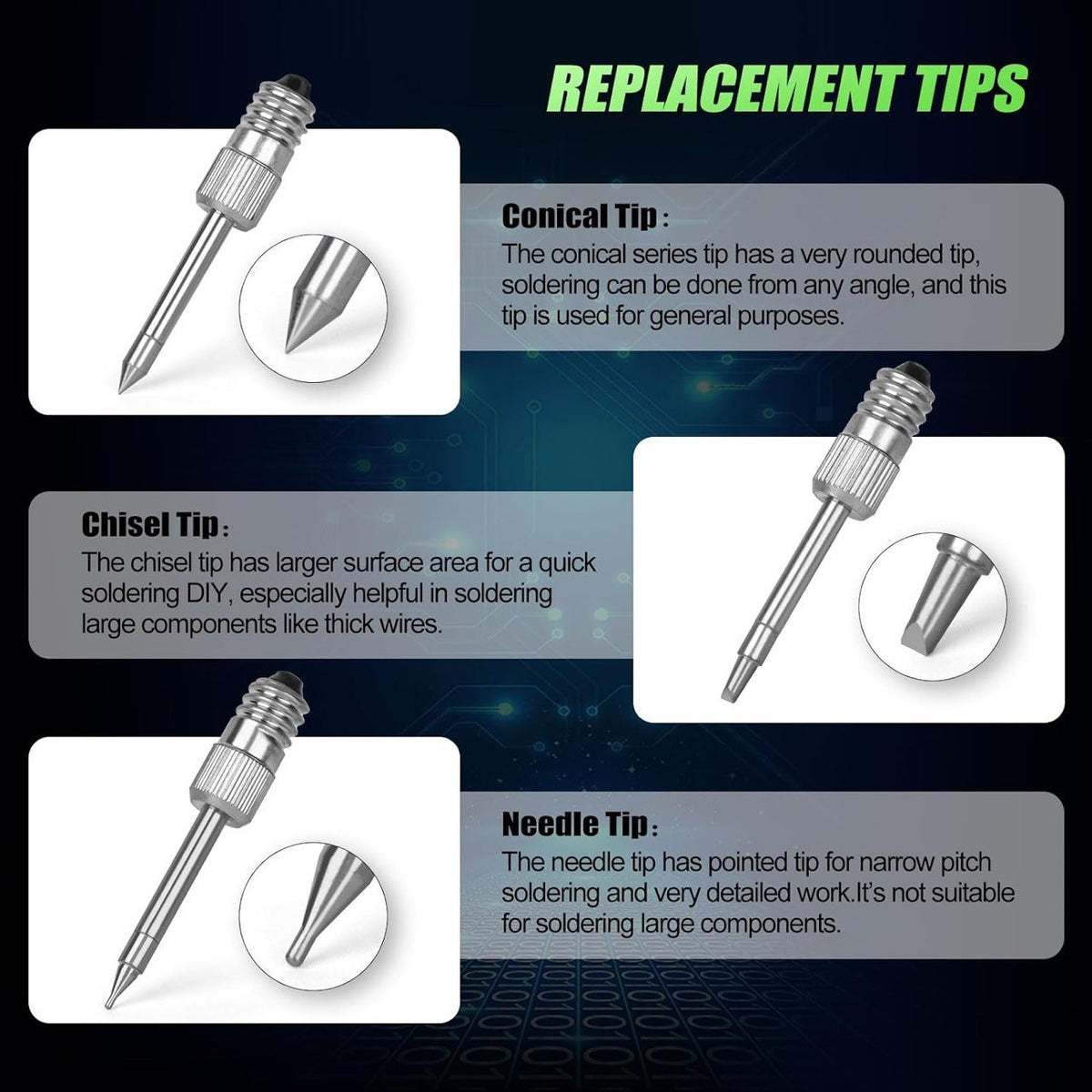 3Pcs High Performance E10 Interface Soldering Iron Tips USB Soldering Tip Set