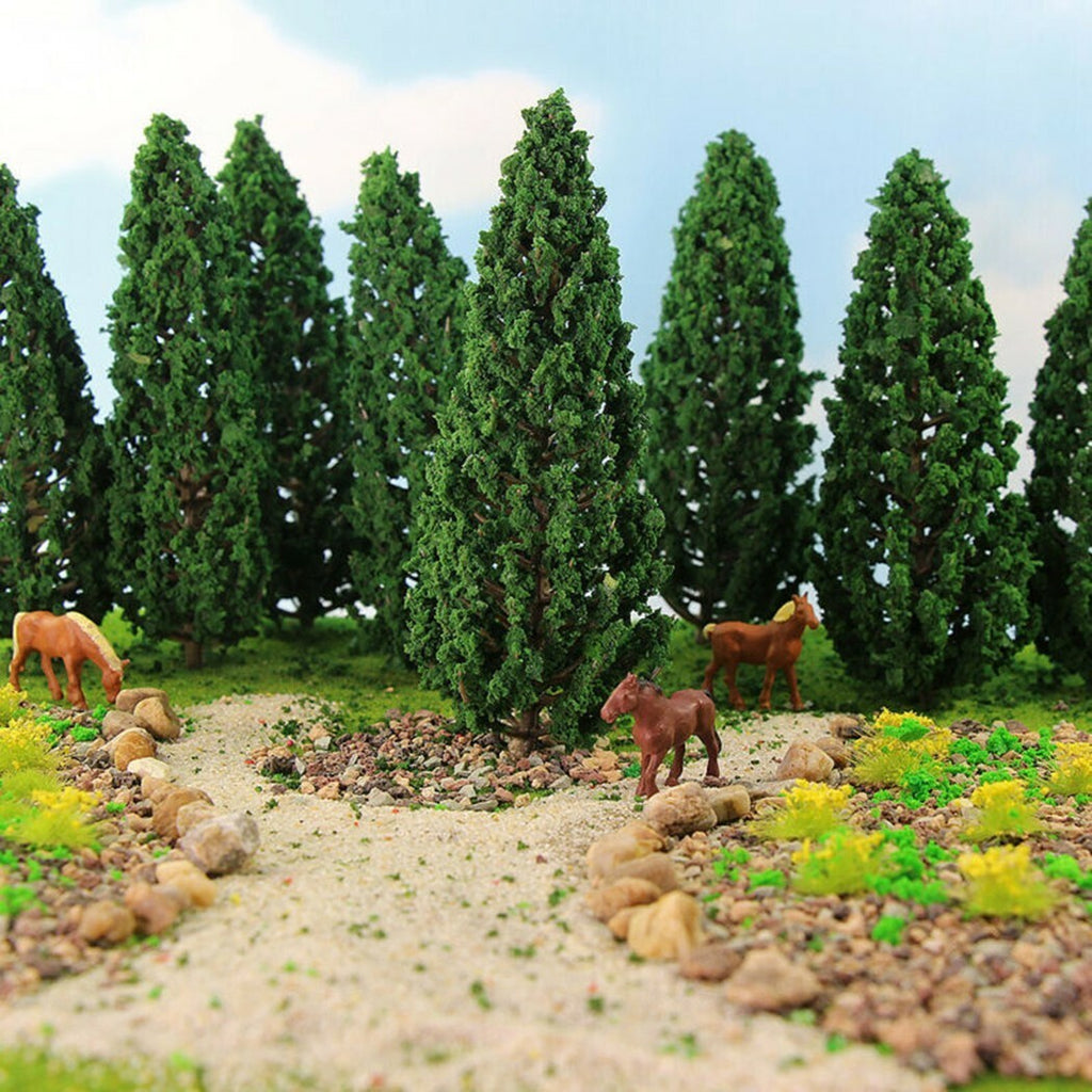 10x Model Pine Trees 15cm High For Scale Railway Scenery Layout Wargame Decor UK