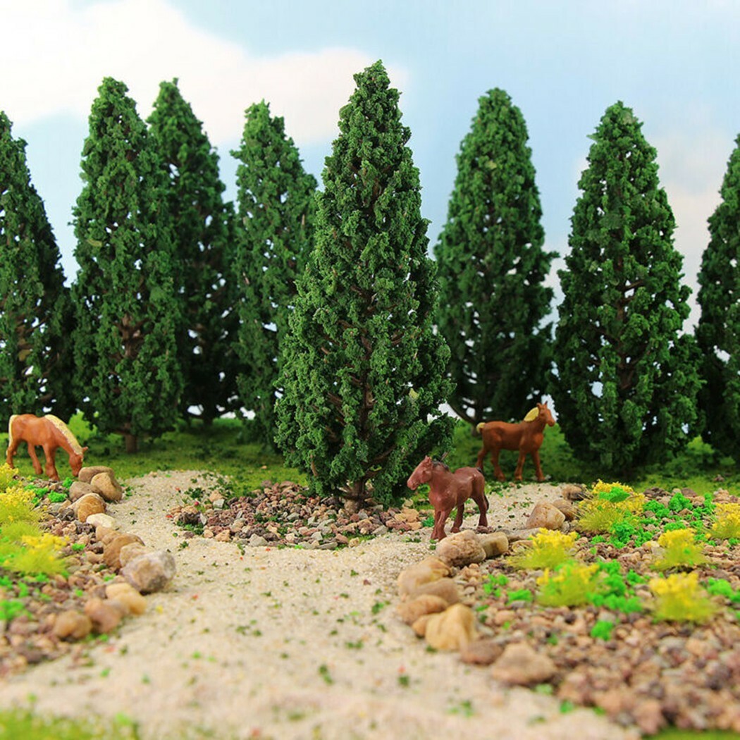 10x Model Pine Trees 15cm High For Scale Railway Scenery Layout Wargame Decor UK