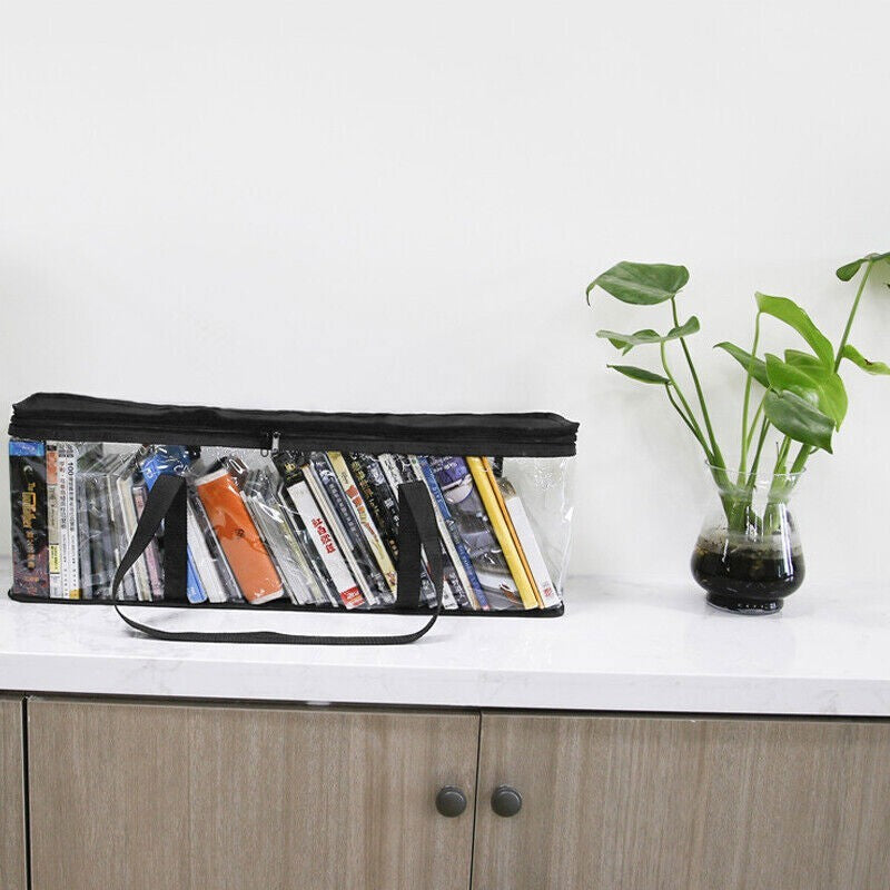Large Clear Holds DVD CD Storage Holder Easy Zip Closure Carry Bag Organizer