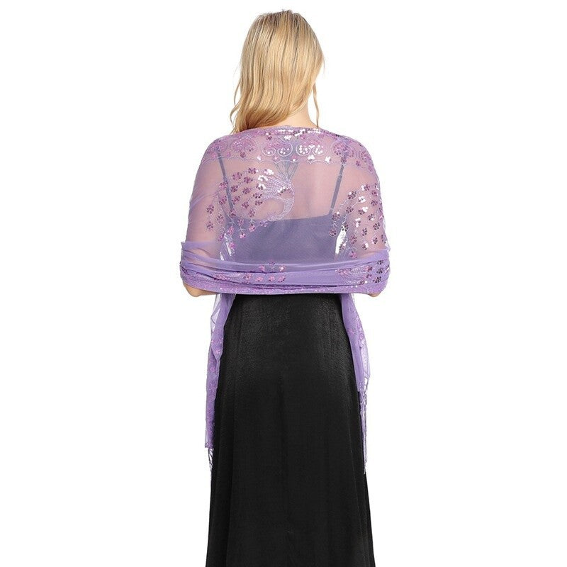 Premium Embroidered Wraps Wedding Shawl Scarf Pashmina Evening Sequin Stole