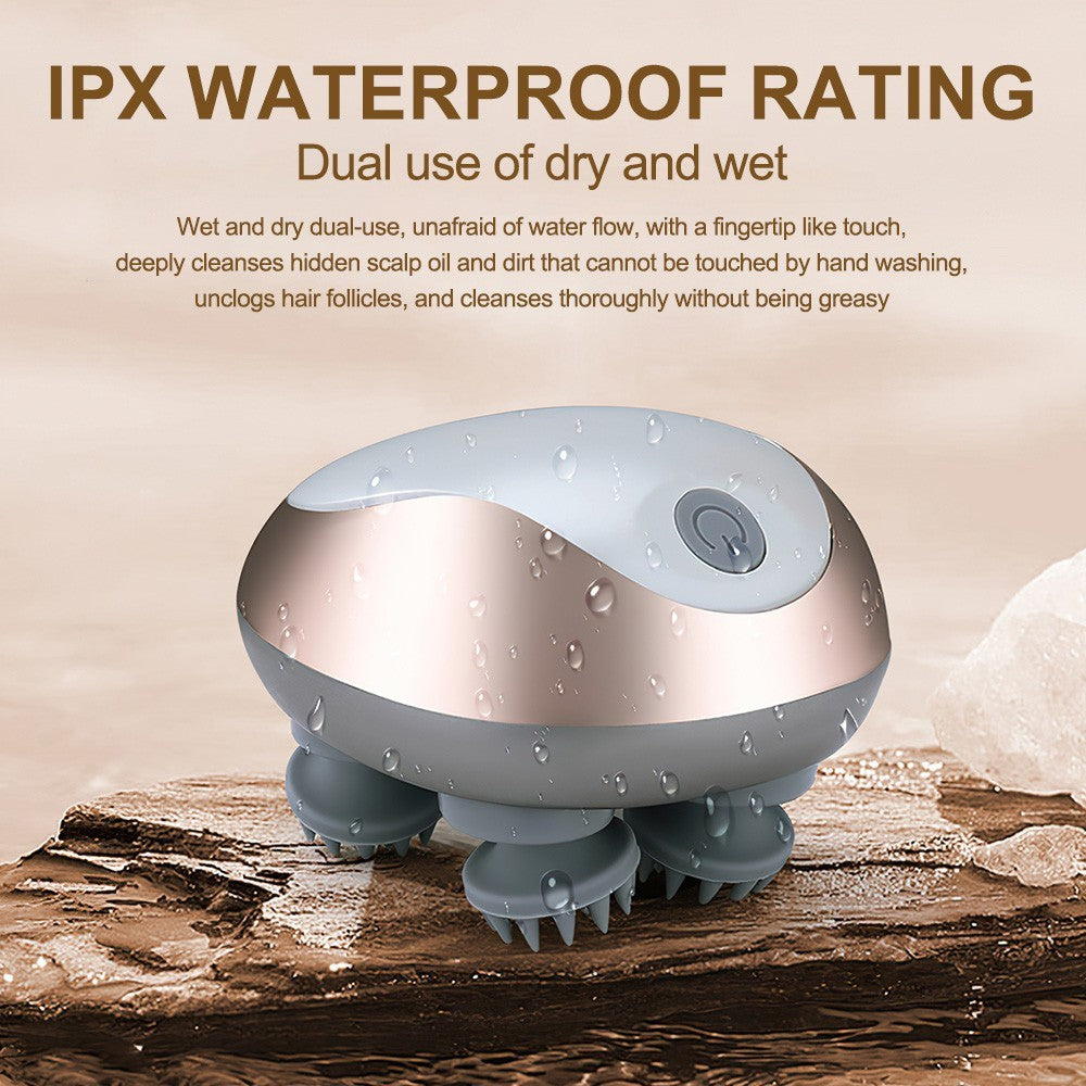 Electric Head Scalp Massager Waterproof Hair Care 3 Modes Kneading Rechargeable