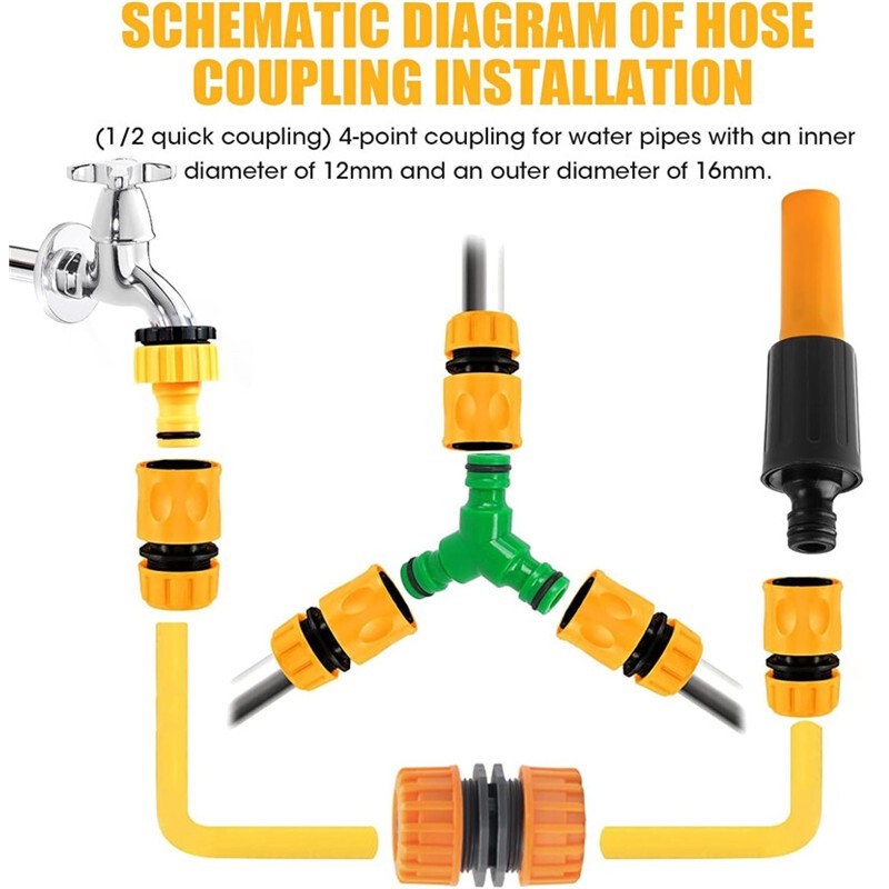 10Pcs Hose Pipe Connector Set Garden Hose Fittings with Spray Nozzle
