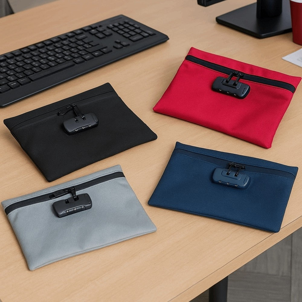 Combination Money Bag with Lock Portable Locking Pouch Security Document Bag