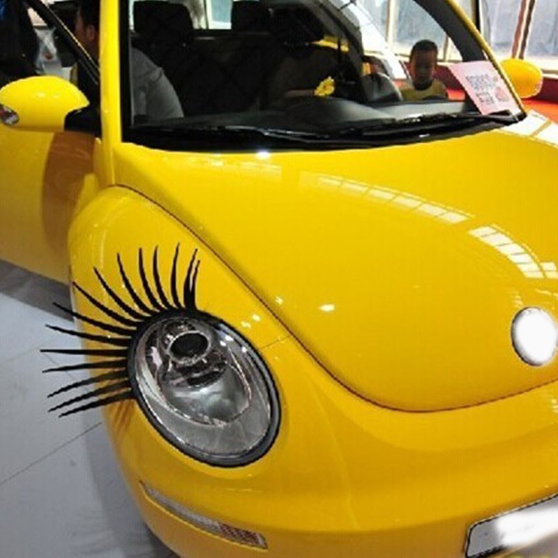 2Pcs Black Car Eyelash  Sticker Lash Decal Universal For Headlight Body Decor