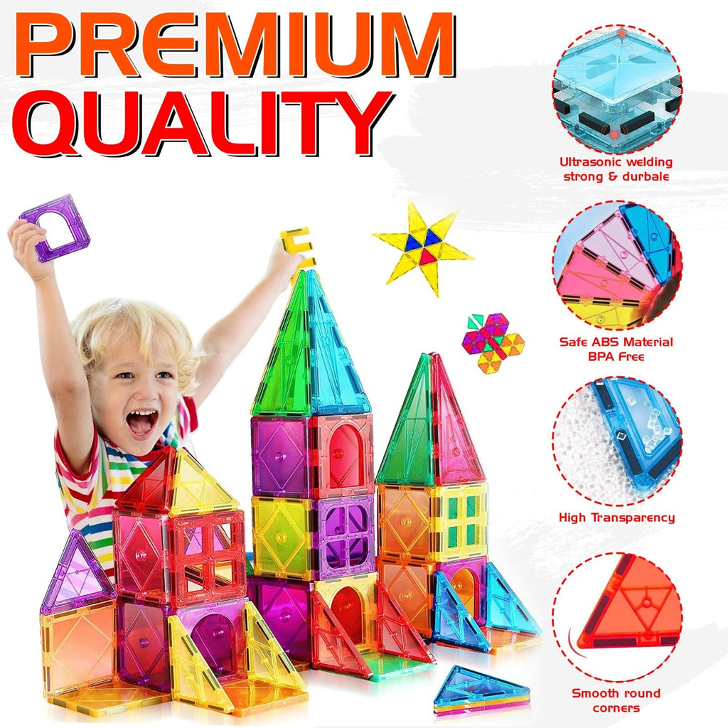 110pcs Magnetic Tiles Building Blocks Toys Set For Kids Educational Magnets Game