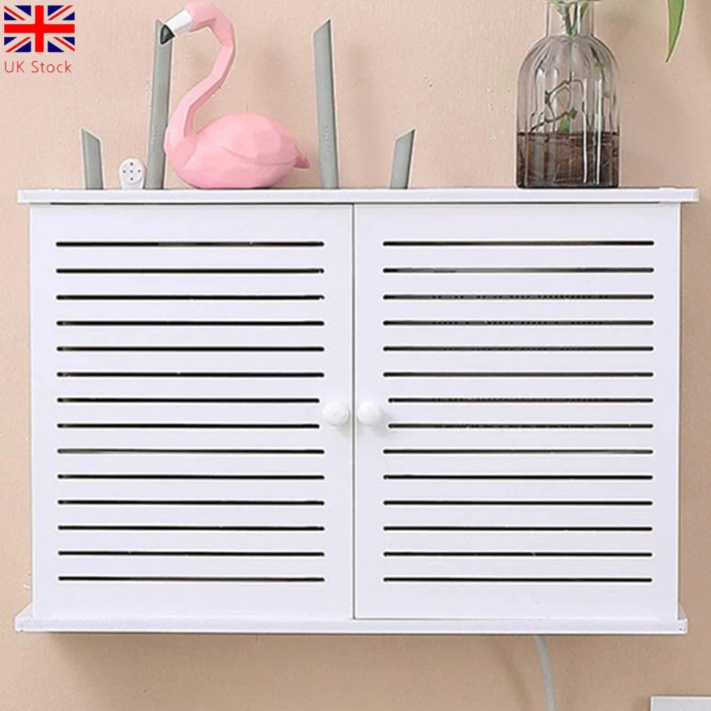 Wifi Router Shelf Storage Box Wall Mounted Cable Wire Hanging Bracket Organizer