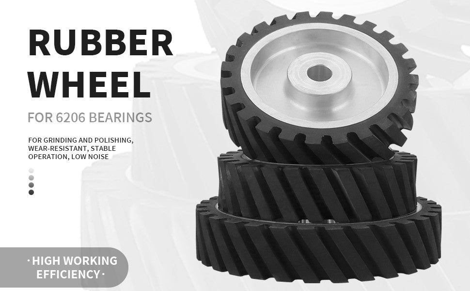 150mm/200mm/250mm Black Rubber Serrated Sand belt Grinding Contact Wheel
