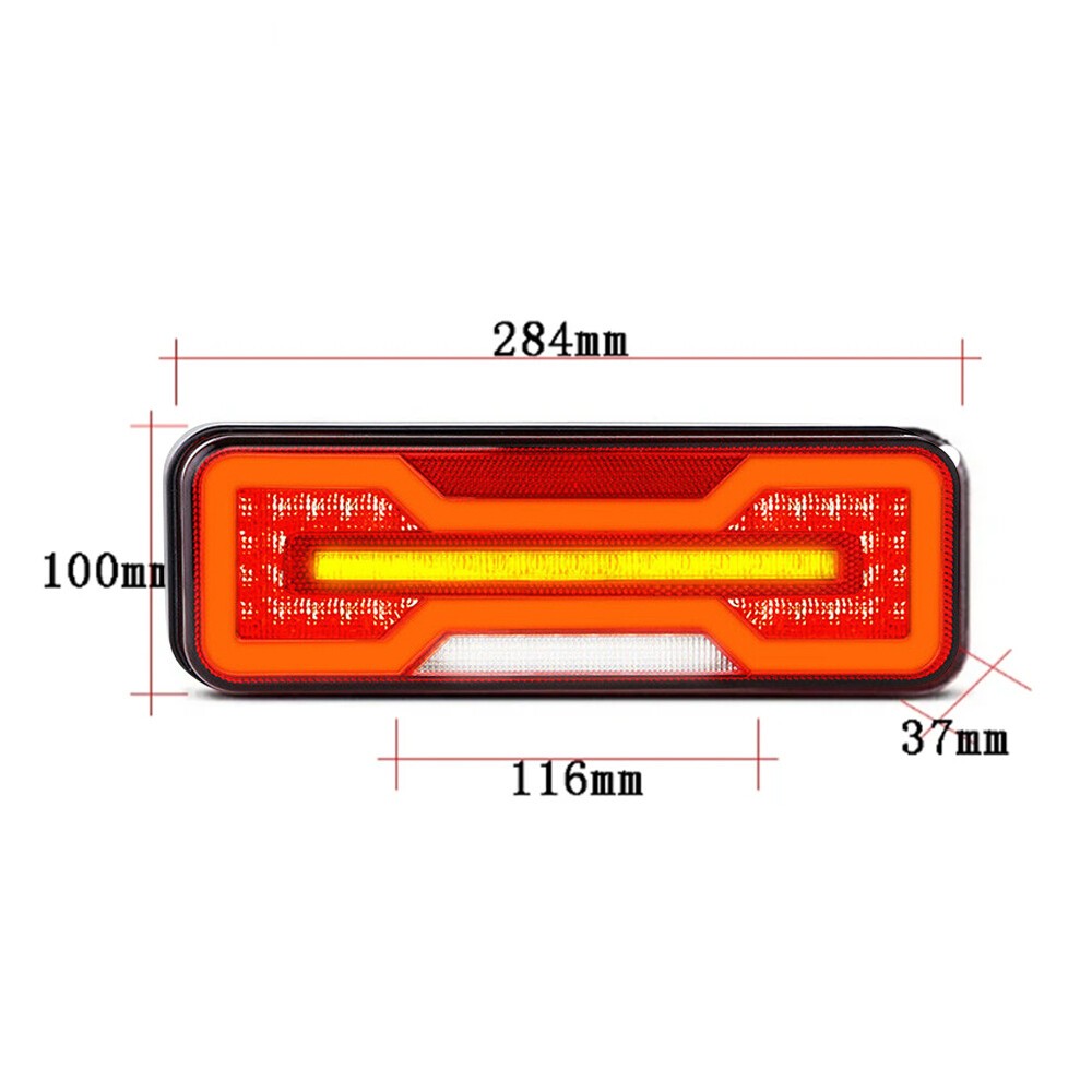 2x LED Rear Brake Tail Light Dynamic Indicator Truck Trailer 4 Functions 12V 24V