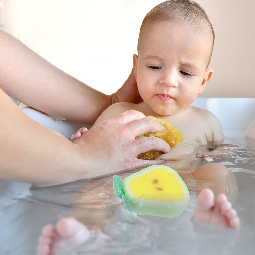 4 Pcs Kids Shower Sponge Fruit Design Bath Balls for Gentle Cleaning