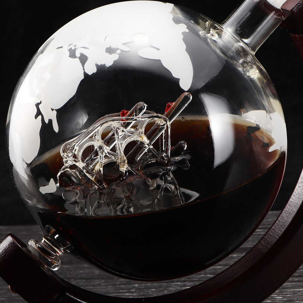 750ml Wine Decanter Glass World Globe Whiskey Vodka Liquor Large Capacity Bottle