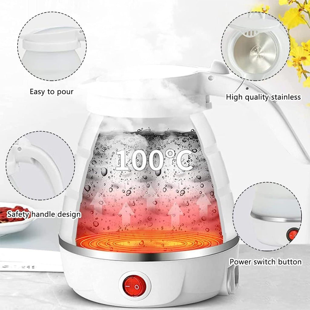 600ML Foldable Electric Kettle Portable Camping Kettle Travel Kettle Silicone