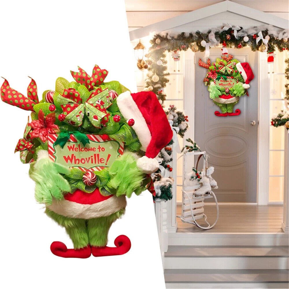 Grinch Christmas Funny The Burlap Wreath Door Creative Christmas Decorations