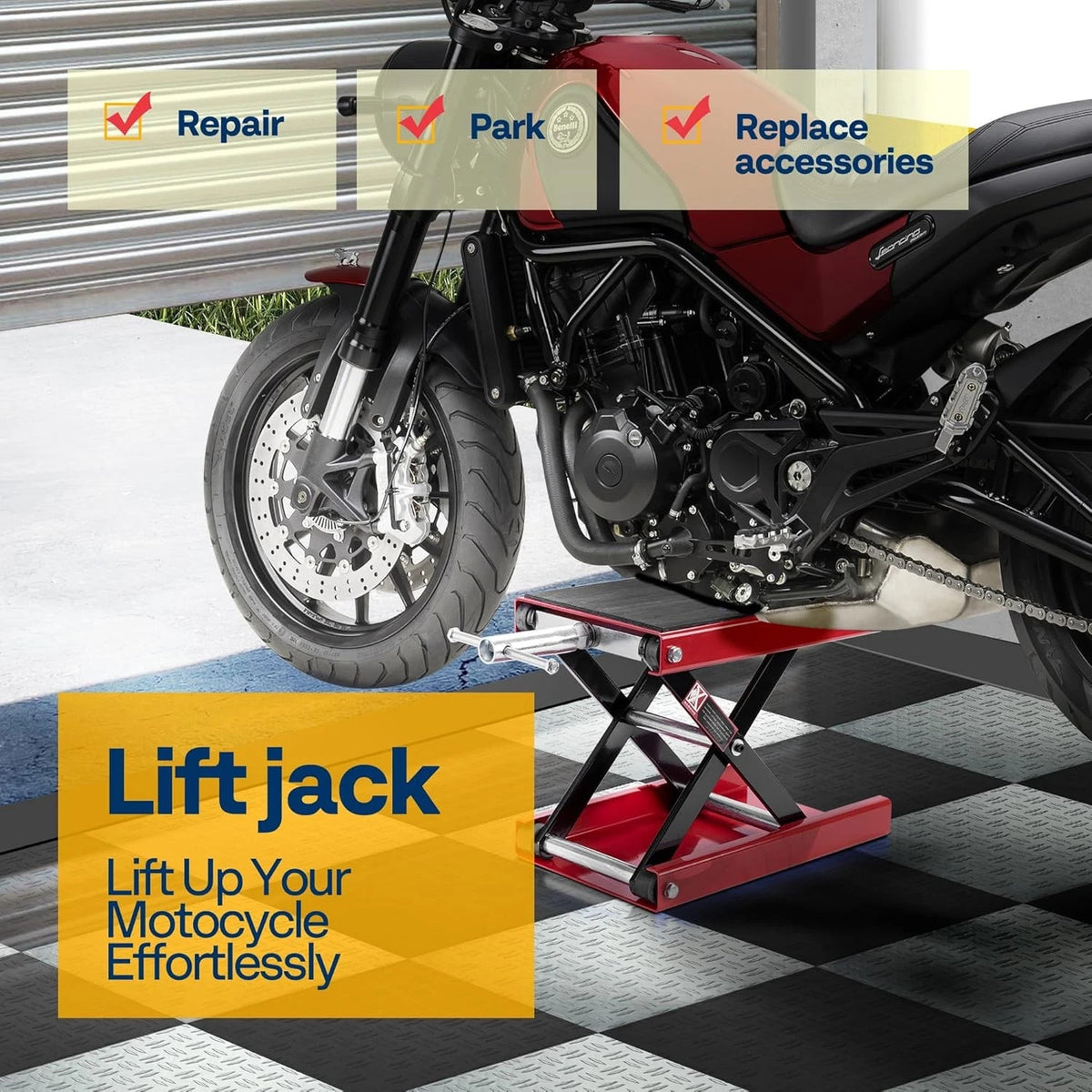 Motorcycle Workshop Scissor Jack – 500KG Duty Lift Bench Stand Motorbike Paddock